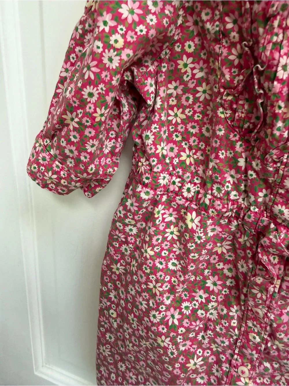 Baby GAP Girls 4 Pink Floral Ruffle-Front Long Sleeve Dress